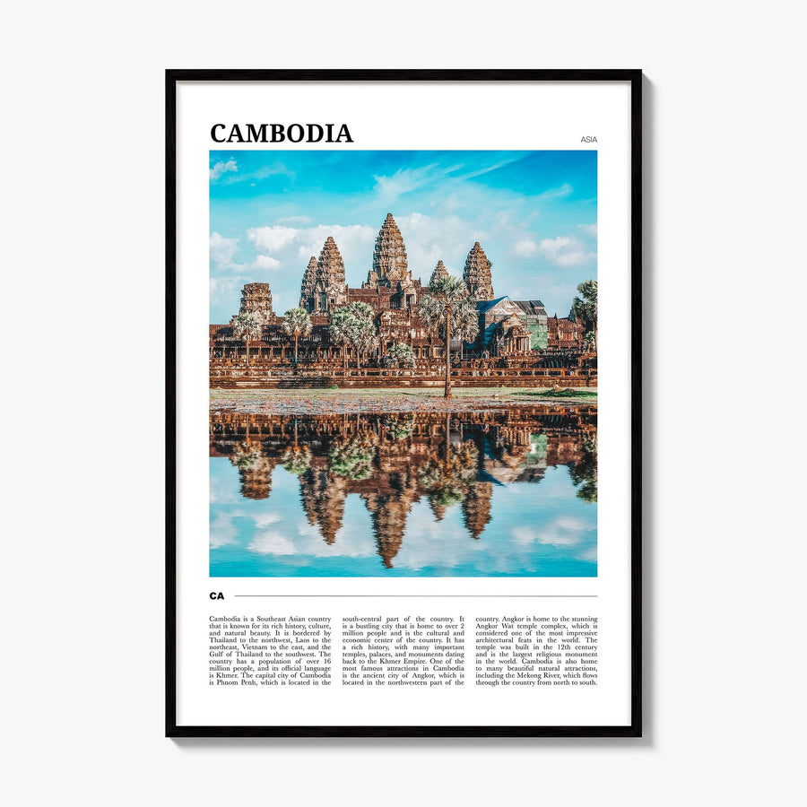Cambodia Travel Poster, framed poster mockup