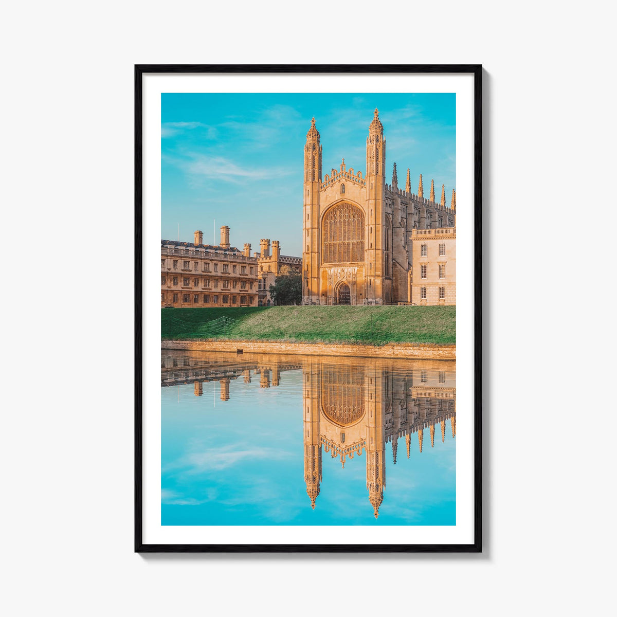 Cambridge, England colorful photo poster of United Kingdom – vertical wall art, unframed print shown in interior mockup