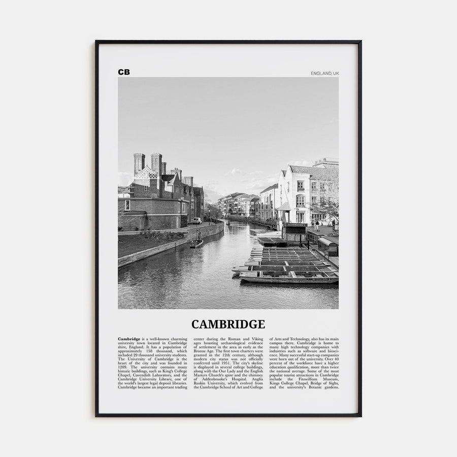 Cambridge, England Poster None / 8x12 in Nbourhood Travel B&W Poster