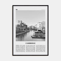 Cambridge, England Poster Black Wood / 8x12 in Nbourhood Travel B&W Poster