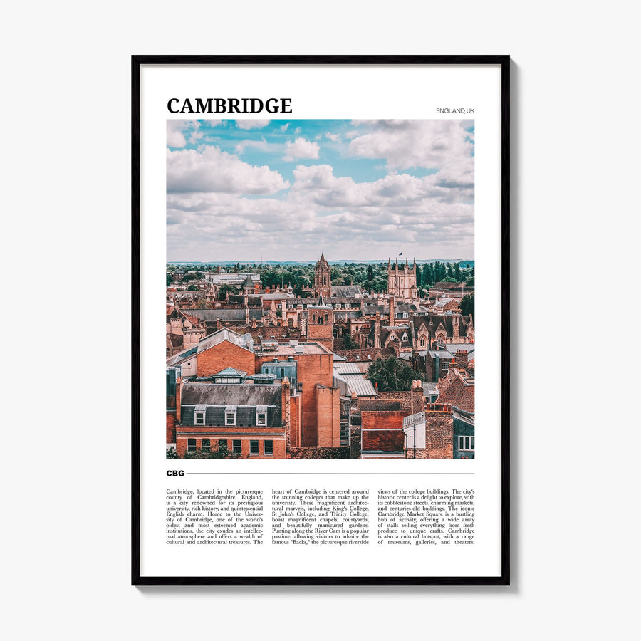 Cambridge, England Travel Poster, framed poster mockup