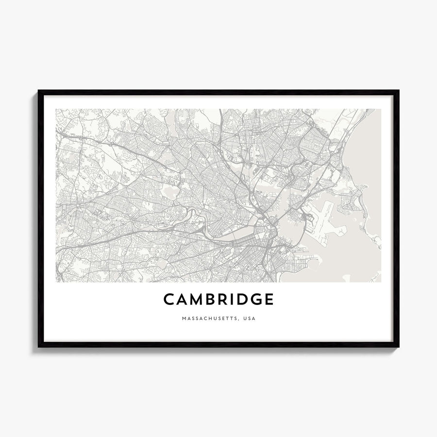 Cambridge, Massachusetts Map Poster, framed poster mockup
