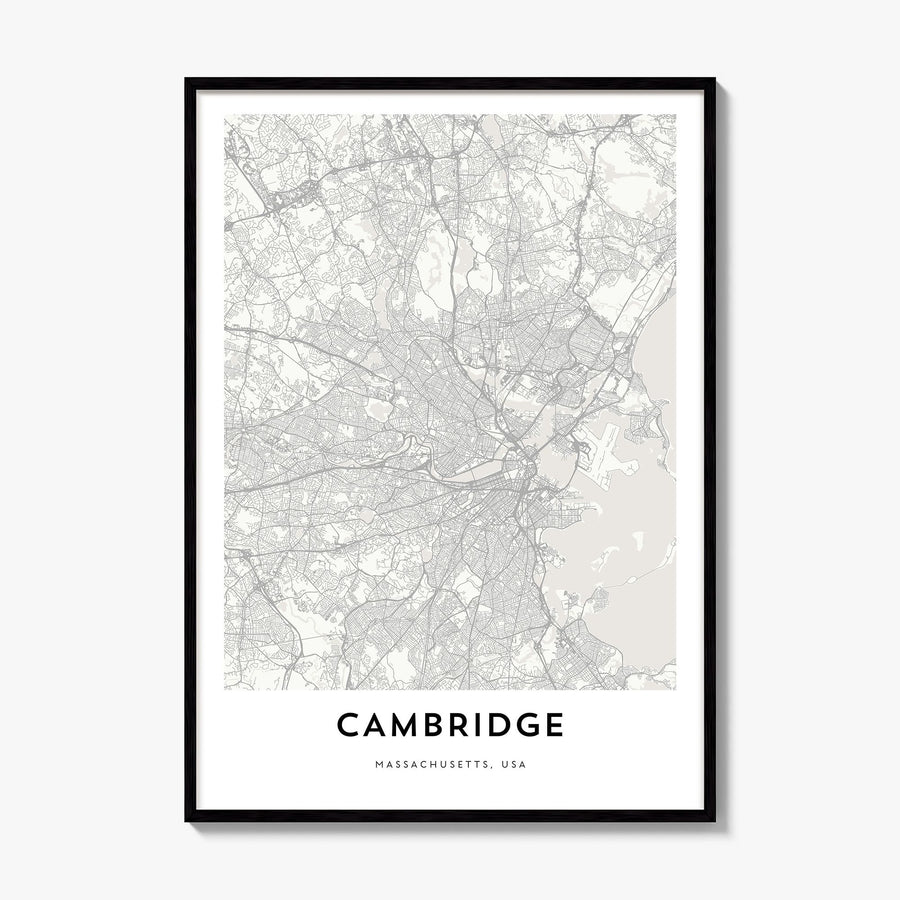 Cambridge, Massachusetts Map Poster, framed poster mockup