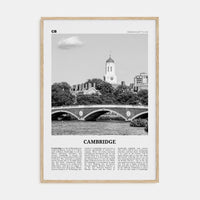 Cambridge, Massachusetts Poster Natural Wood / 8x12 in Nbourhood Travel B&W Poster