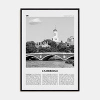 Cambridge, Massachusetts Poster Black Wood / 8x12 in Nbourhood Travel B&W Poster