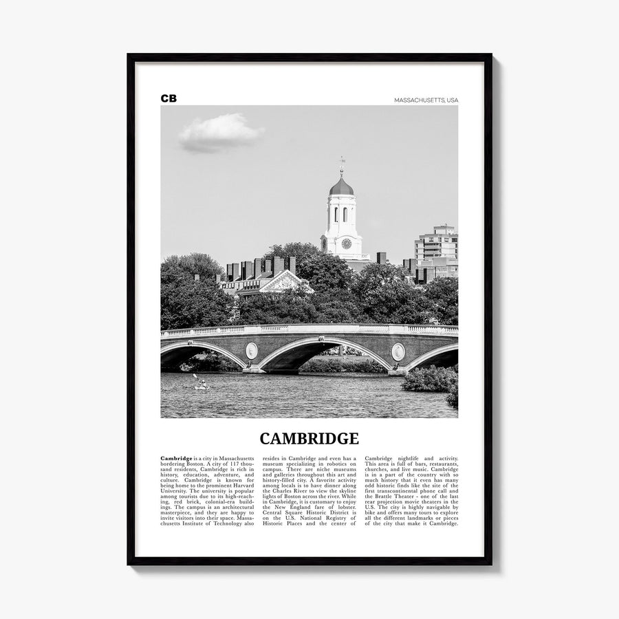 Cambridge, Massachusetts Newspaper Poster, framed poster mockup