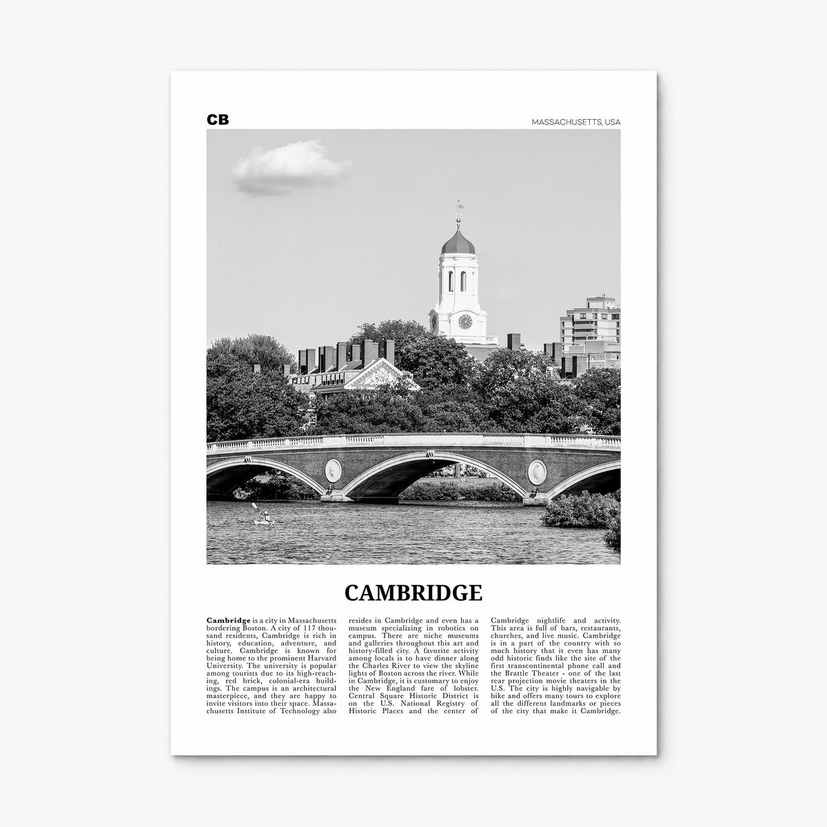 Cambridge, Massachusetts Newspaper Poster, print only (unframed)