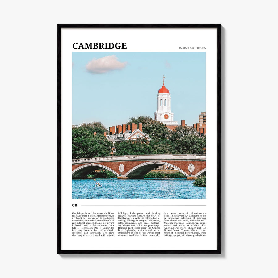 Cambridge, Massachusetts Travel Poster, framed poster mockup