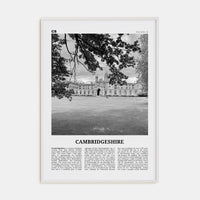 Cambridgeshire Poster White Wood / 8x12 in Nbourhood Travel B&W Poster