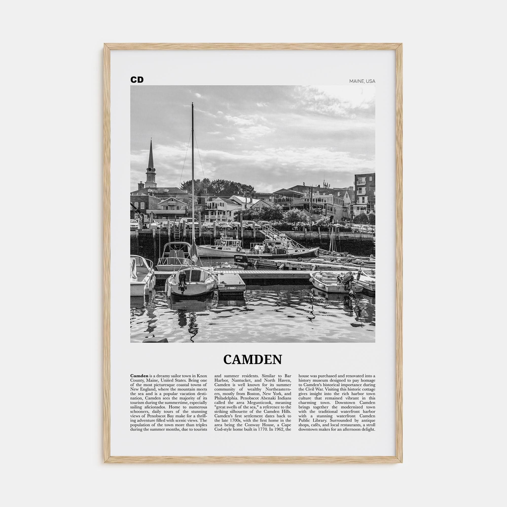 Camden Poster Natural Wood / 8x12 in Nbourhood Travel B&W Poster