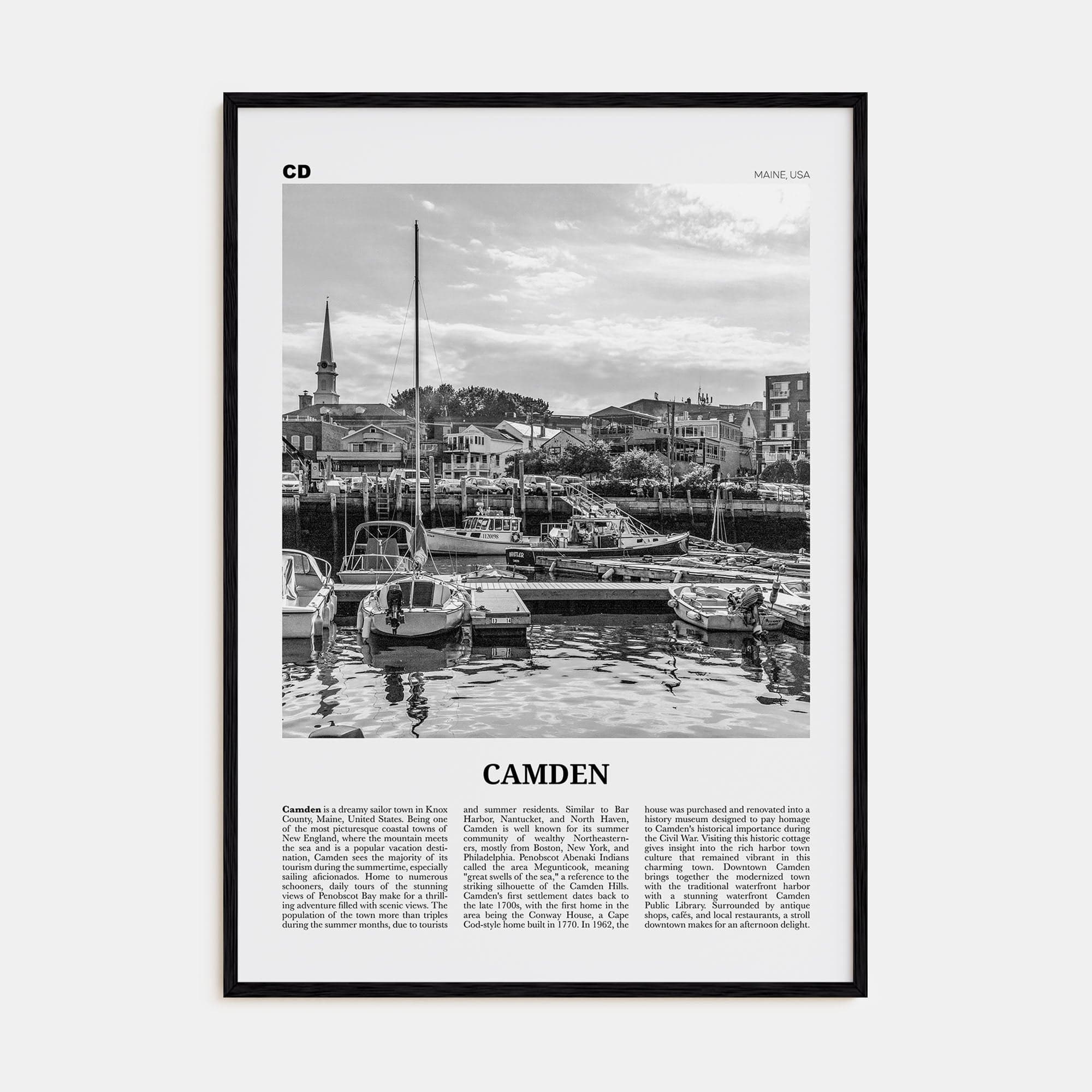 Camden Poster Black Wood / 8x12 in Nbourhood Travel B&W Poster