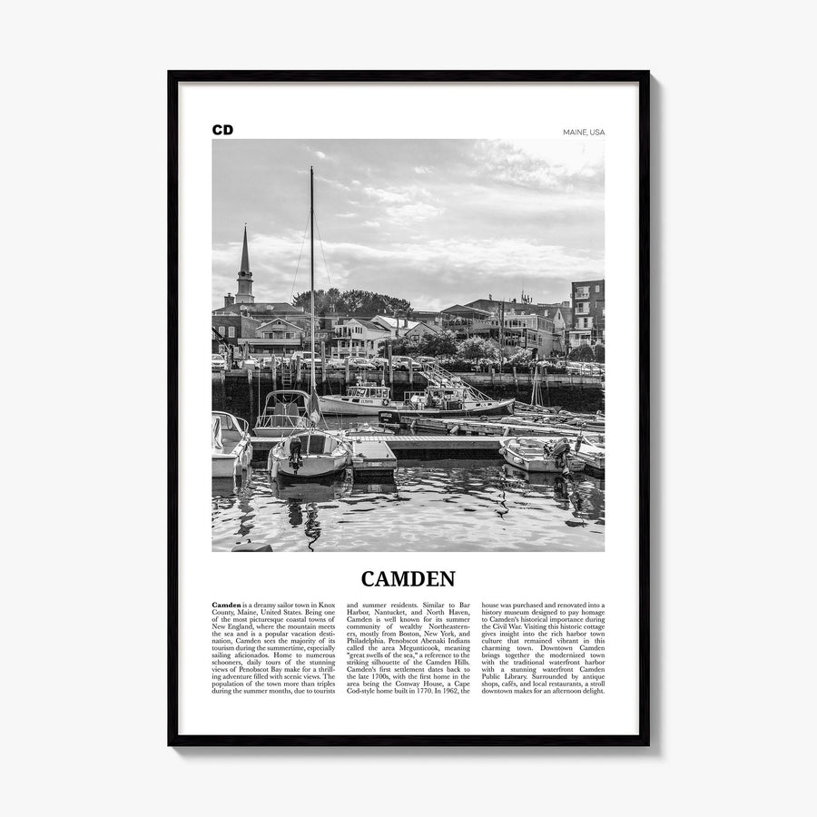Camden, Maine Newspaper Poster, framed poster mockup
