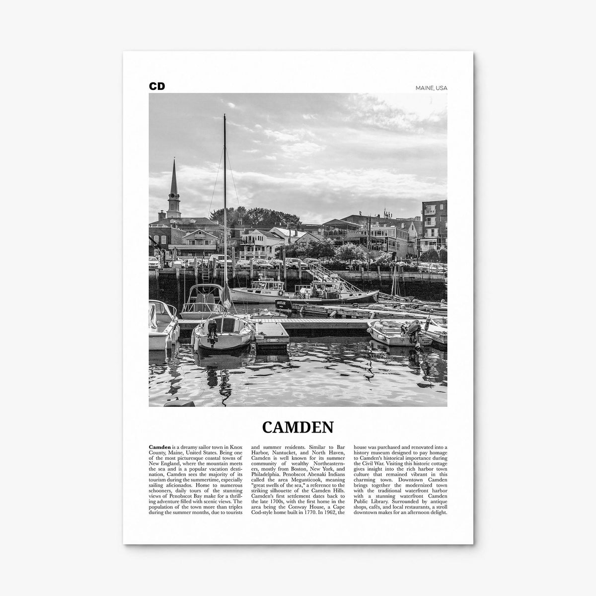 Camden, Maine Newspaper Poster, print only (unframed)