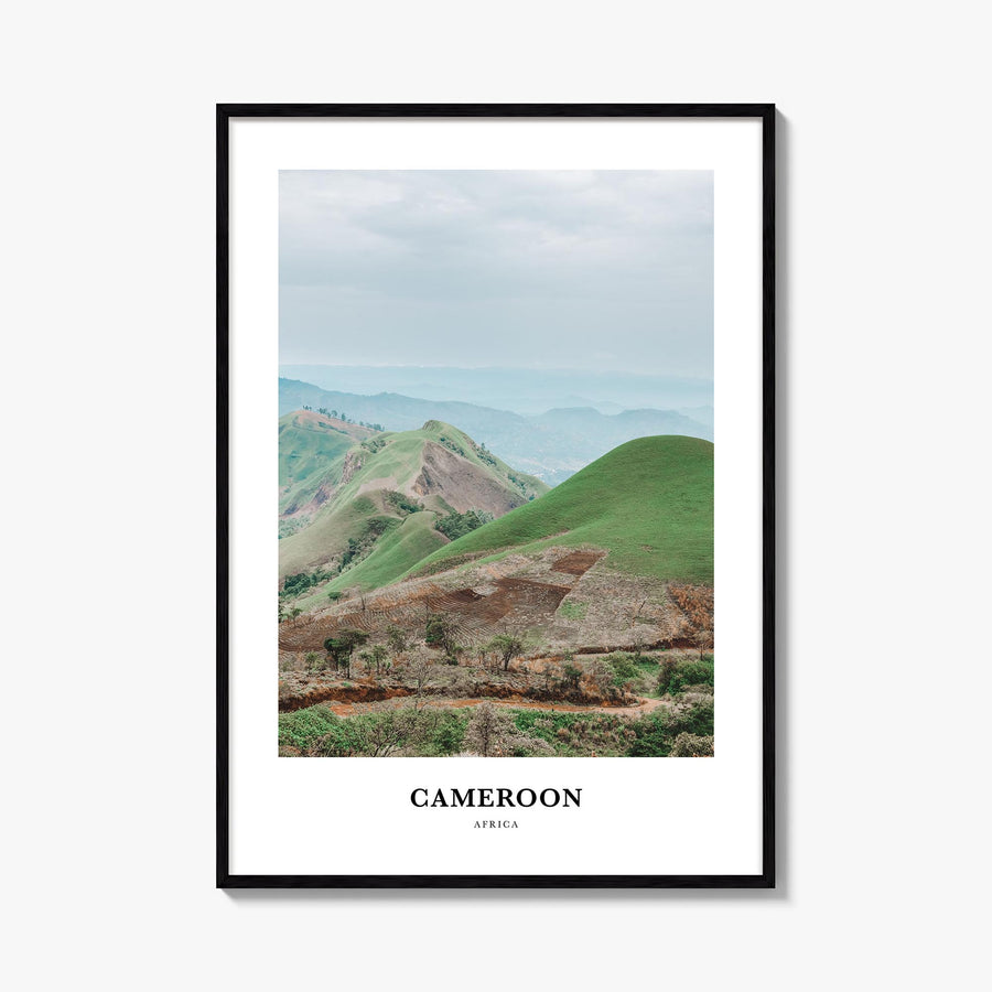 Cameroon colorful classic poster of Africa – vertical wall art, unframed print shown in interior mockup