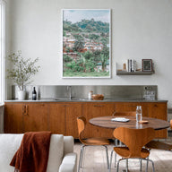 Cameroon colorful photo poster of Africa – vertical wall art in white wood frame, hanging on wall