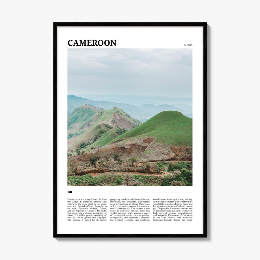 Cameroon Travel Poster, framed poster mockup