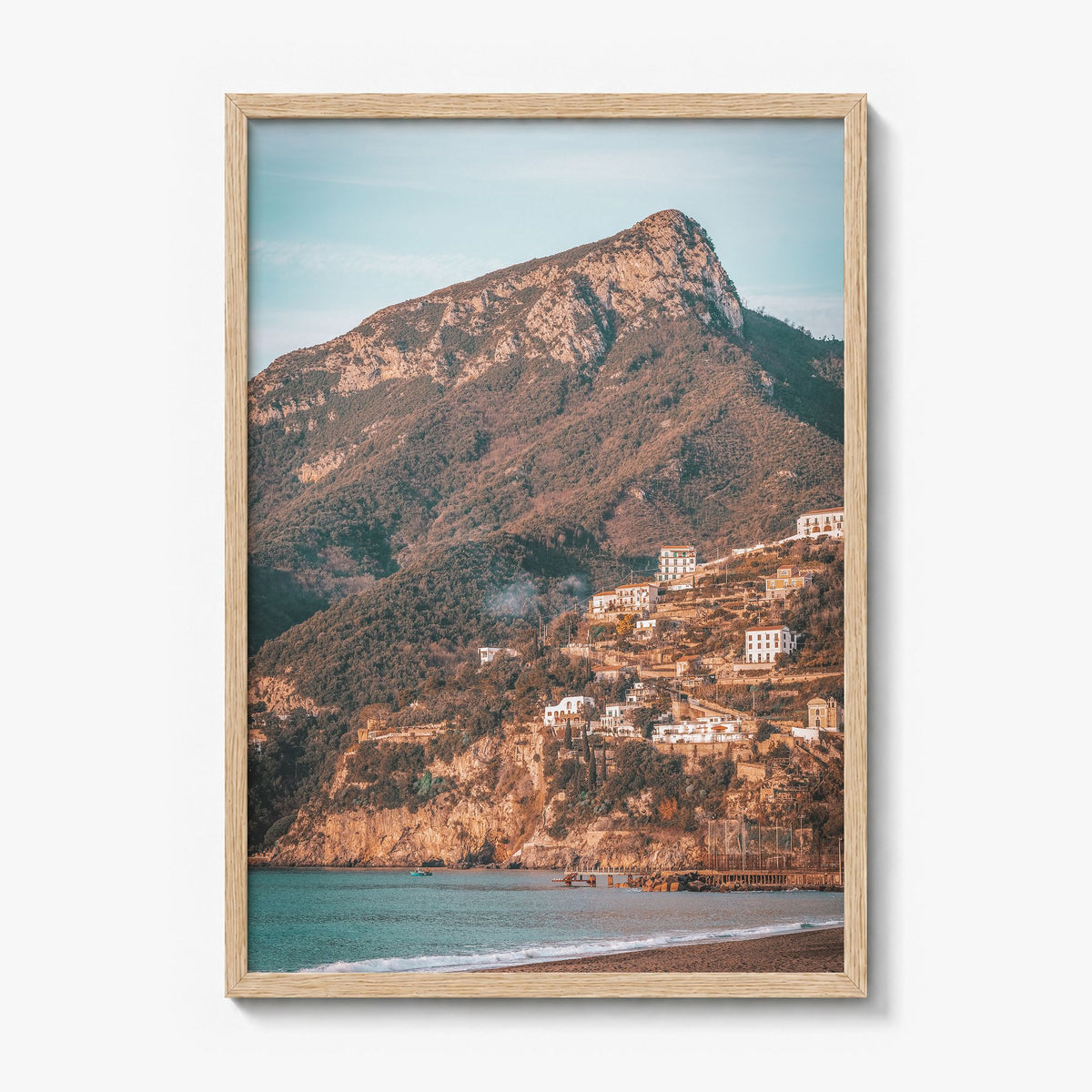 Campania Photo Poster in a natural wood frame, full image (no border)