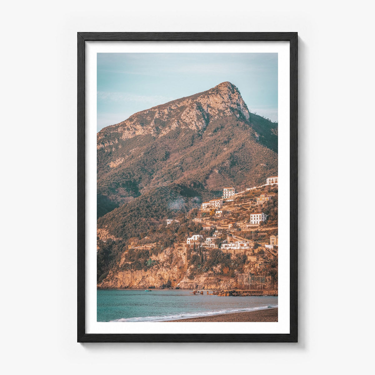 Campania Photo Poster in a black wood frame, white border