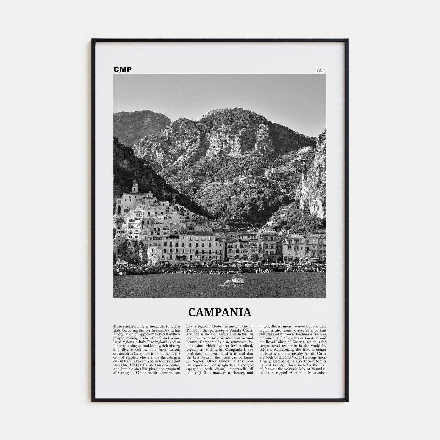 Campania Poster None / 8x12 in Nbourhood Travel B&W Poster