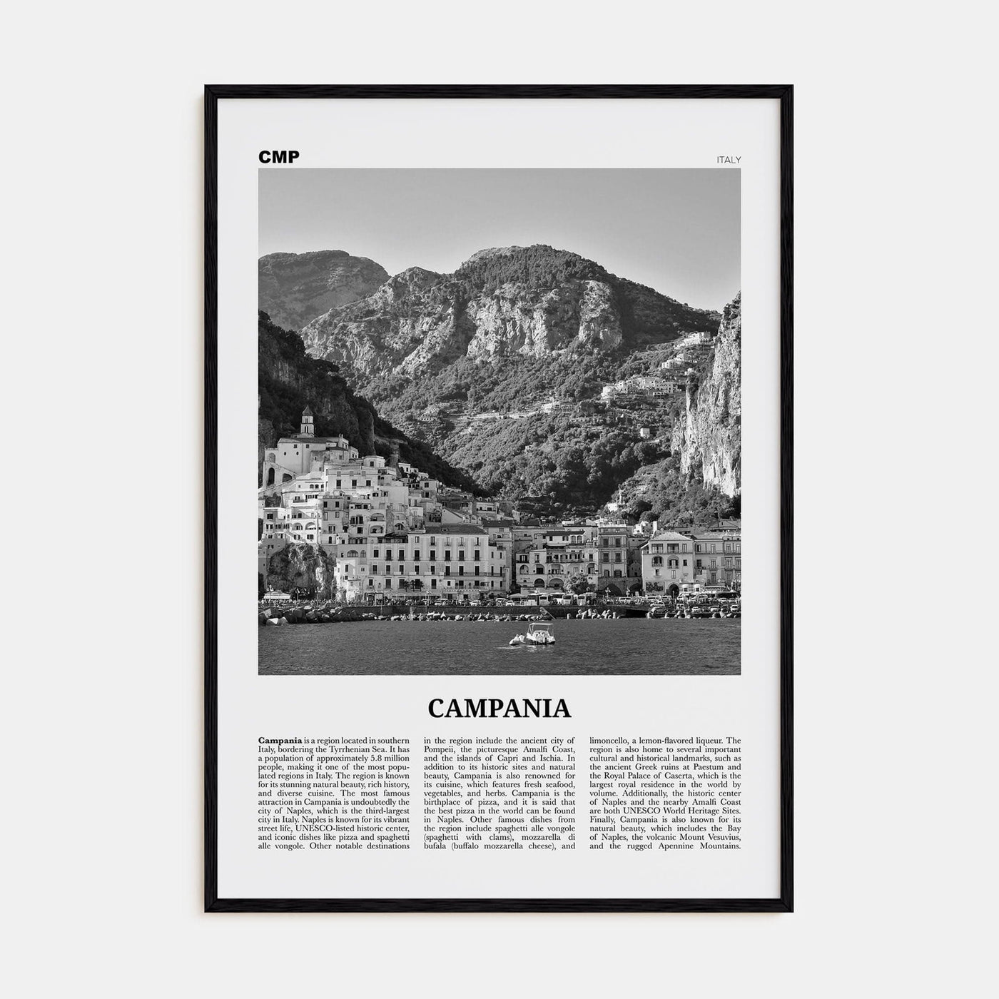 Campania Poster Black Wood / 8x12 in Nbourhood Travel B&W Poster