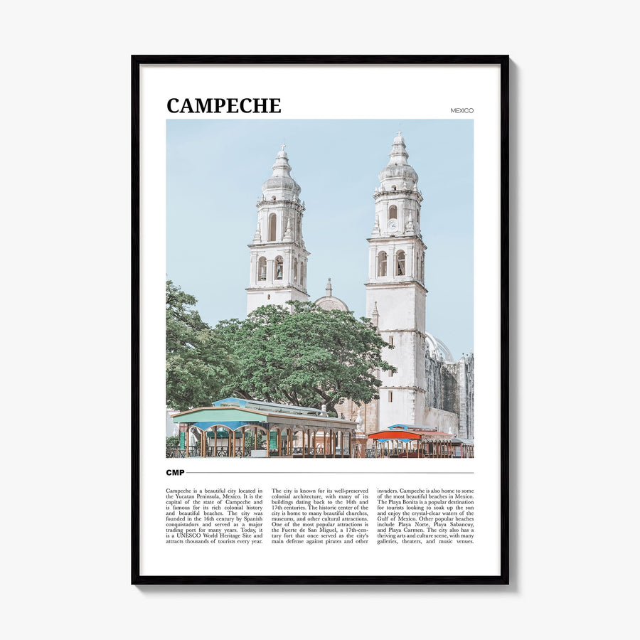 Campeche Travel Poster, framed poster mockup
