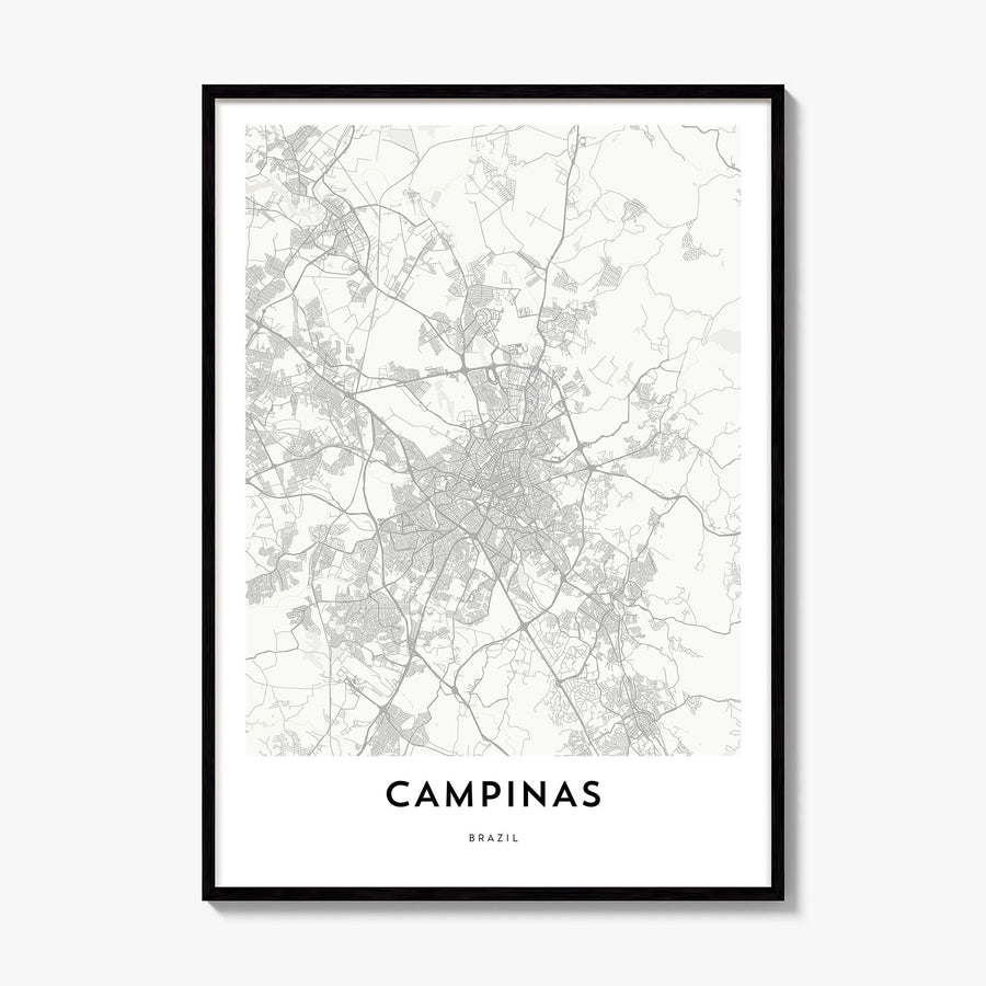Campinas Map Poster, framed poster mockup