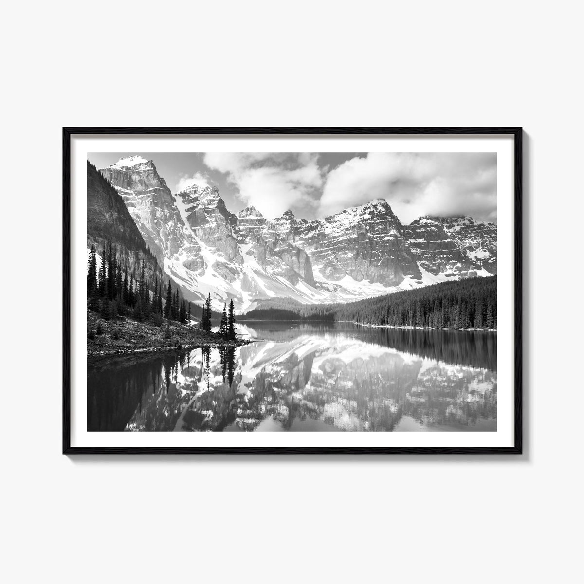 Canada black & white photo poster of North America – horizontal wall art, unframed print shown in interior mockup