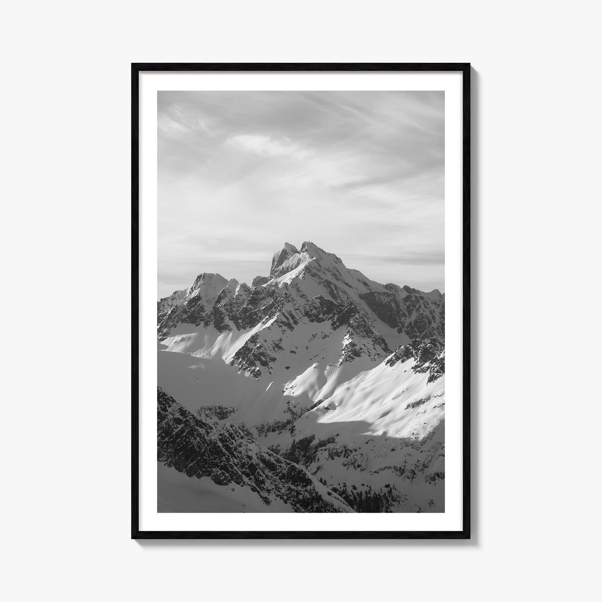 Canada black & white photo poster of North America – vertical wall art, unframed print shown in interior mockup