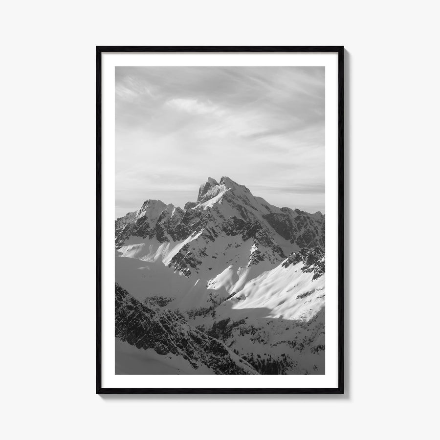 Canada black & white photo poster of North America – vertical wall art, unframed print shown in interior mockup