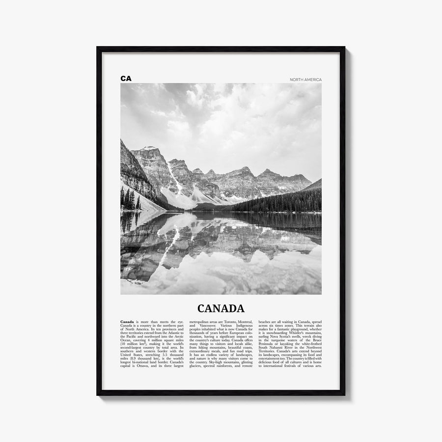 Canada no. 1 black & white newspaper poster of North America – vertical wall art, unframed print shown in interior mockup
