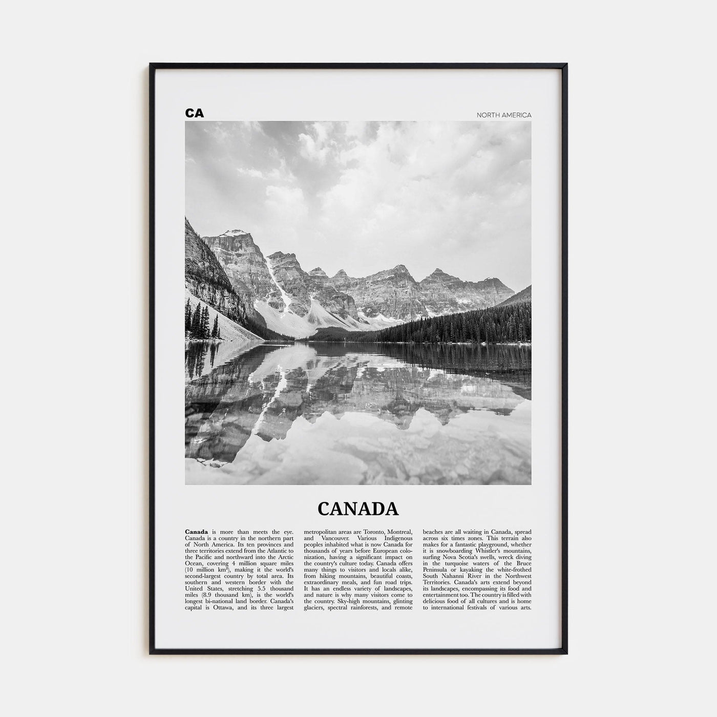 Canada No 1 Poster None / 8x12 in Nbourhood Travel B&W Poster