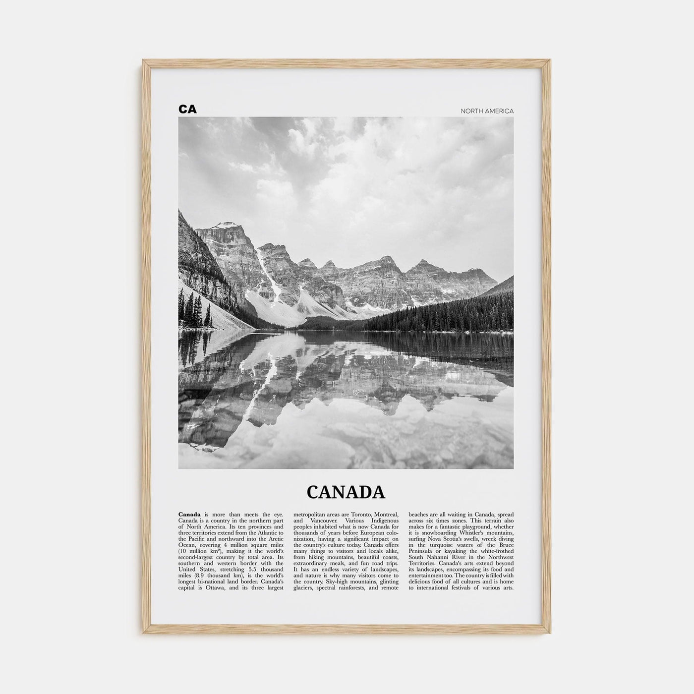 Canada No 1 Poster Natural Wood / 8x12 in Nbourhood Travel B&W Poster