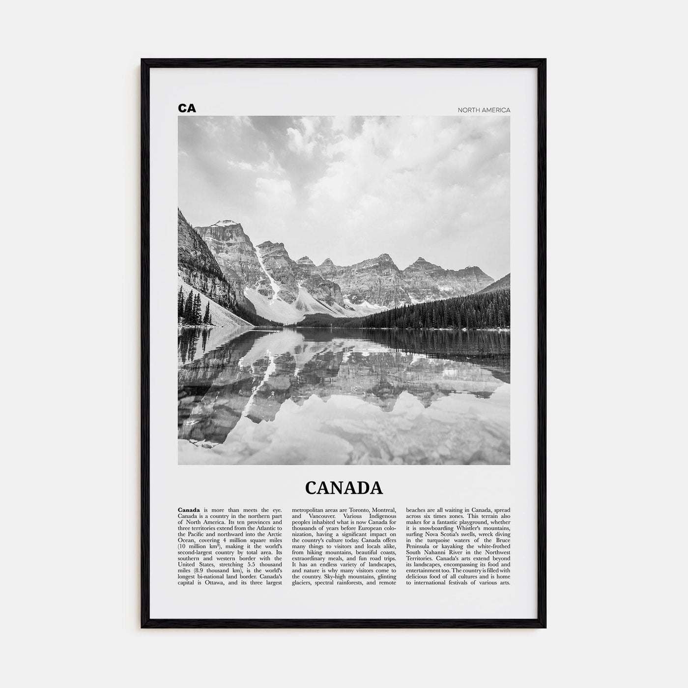 Canada No 1 Poster Black Wood / 8x12 in Nbourhood Travel B&W Poster