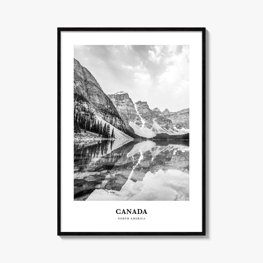 Canada no. 2 black & white classic poster of North America – vertical wall art, unframed print shown in interior mockup