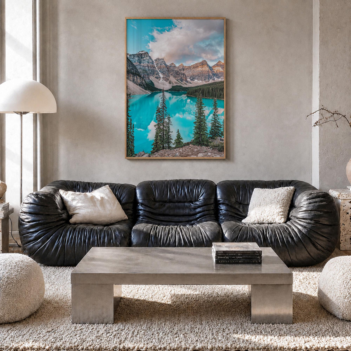 Canada no. 2 colorful photo poster of North America – vertical wall art in natural wood frame, hanging on wall