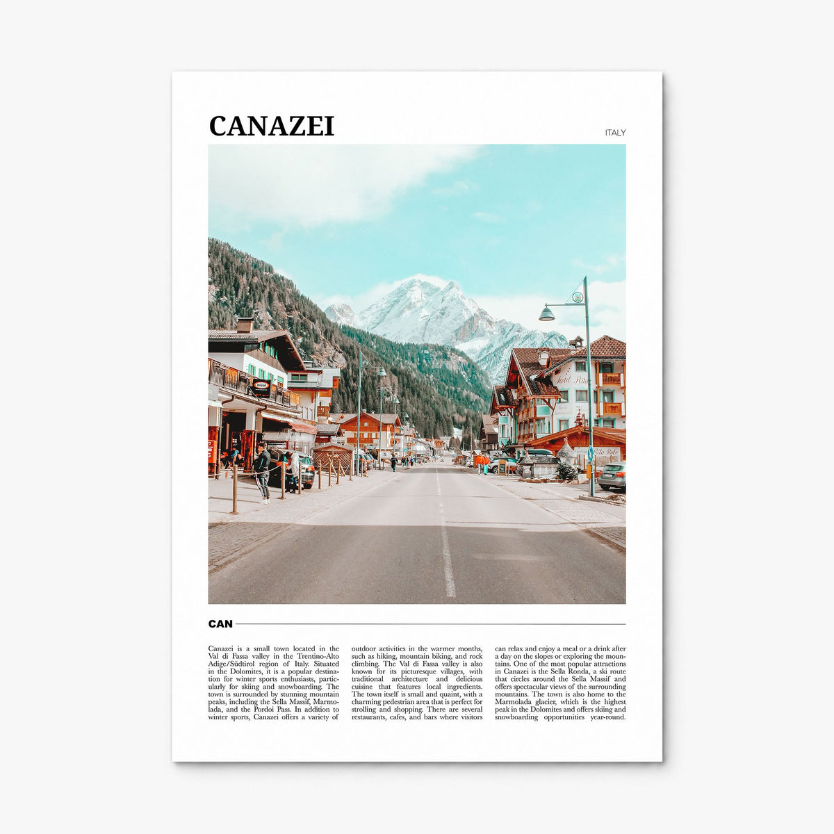 Canazei Travel Poster, print only (unframed)