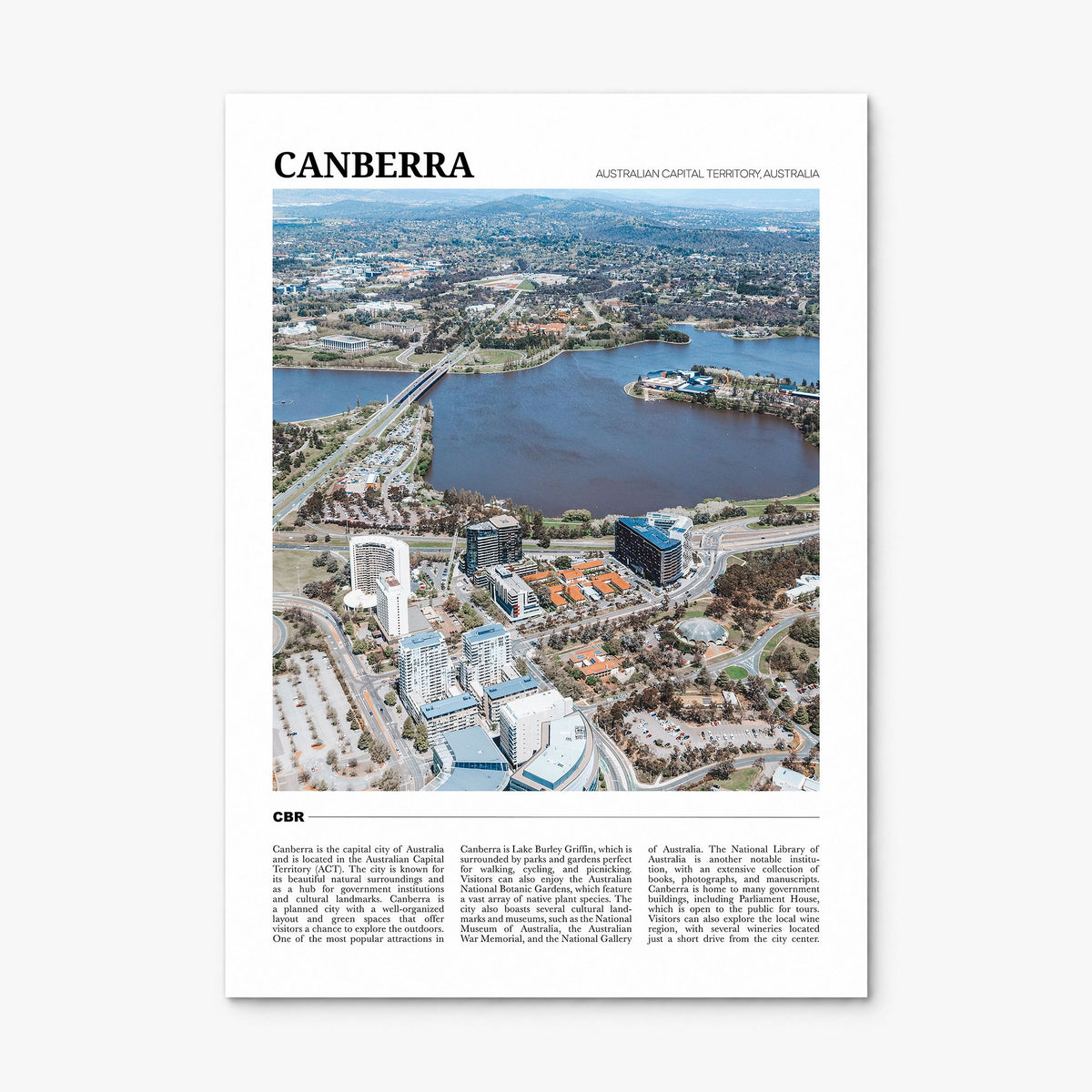 Canberra Travel Poster, print only (unframed)