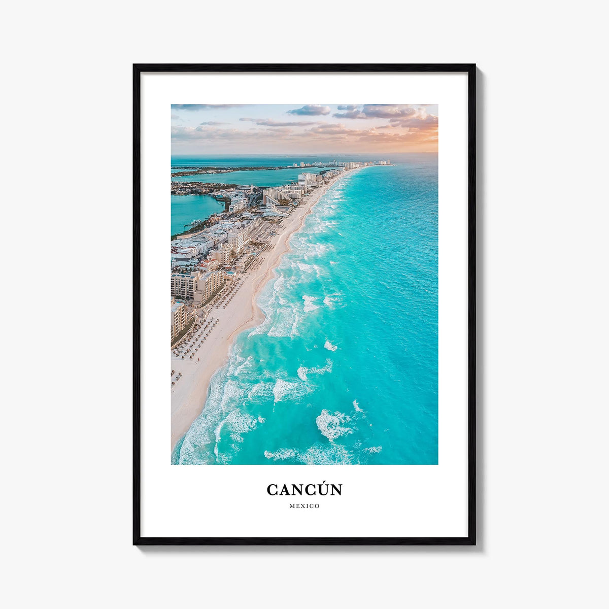 Cancún colorful classic poster of Mexico – vertical wall art, unframed print shown in interior mockup