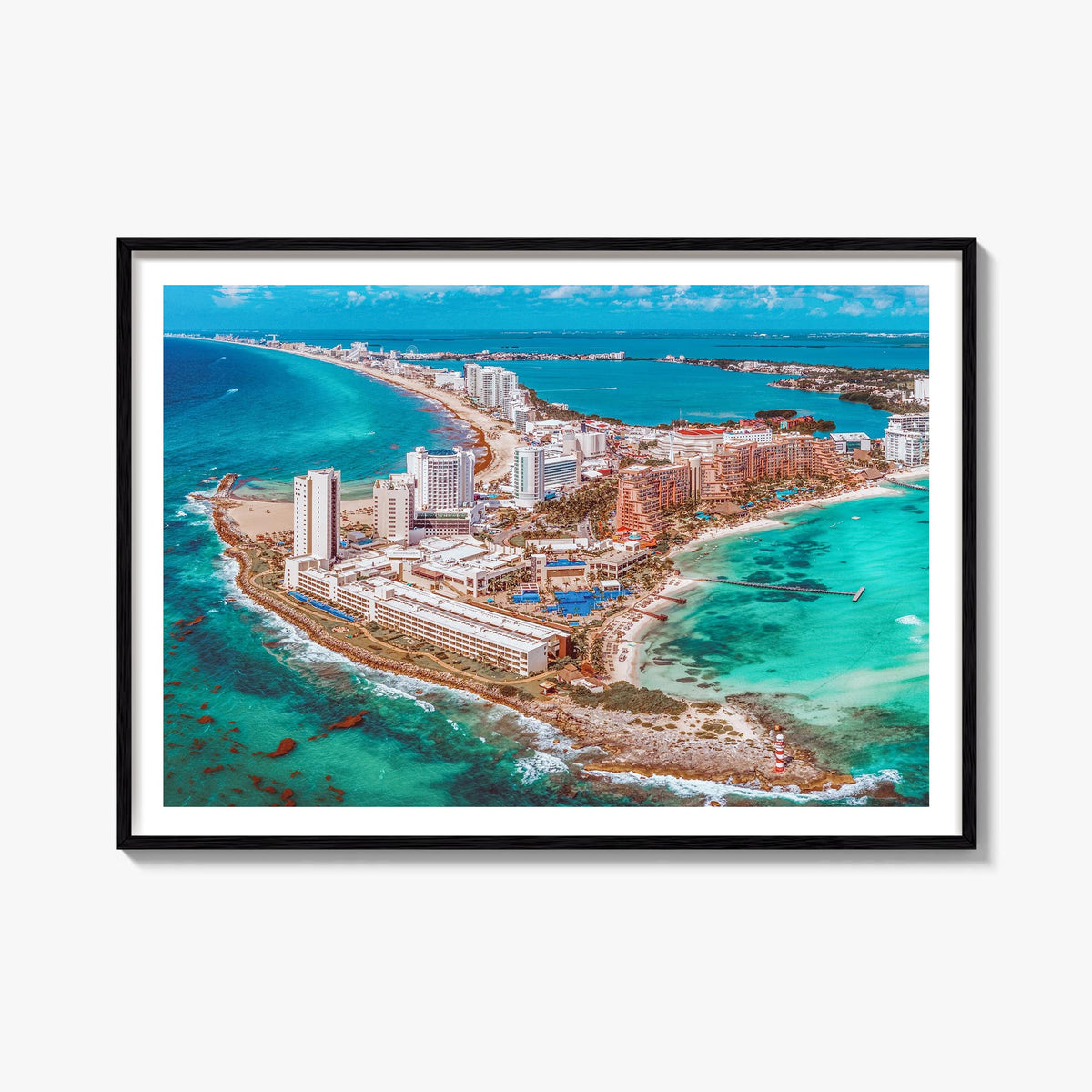 Cancún colorful photo poster of Mexico – horizontal wall art, unframed print shown in interior mockup