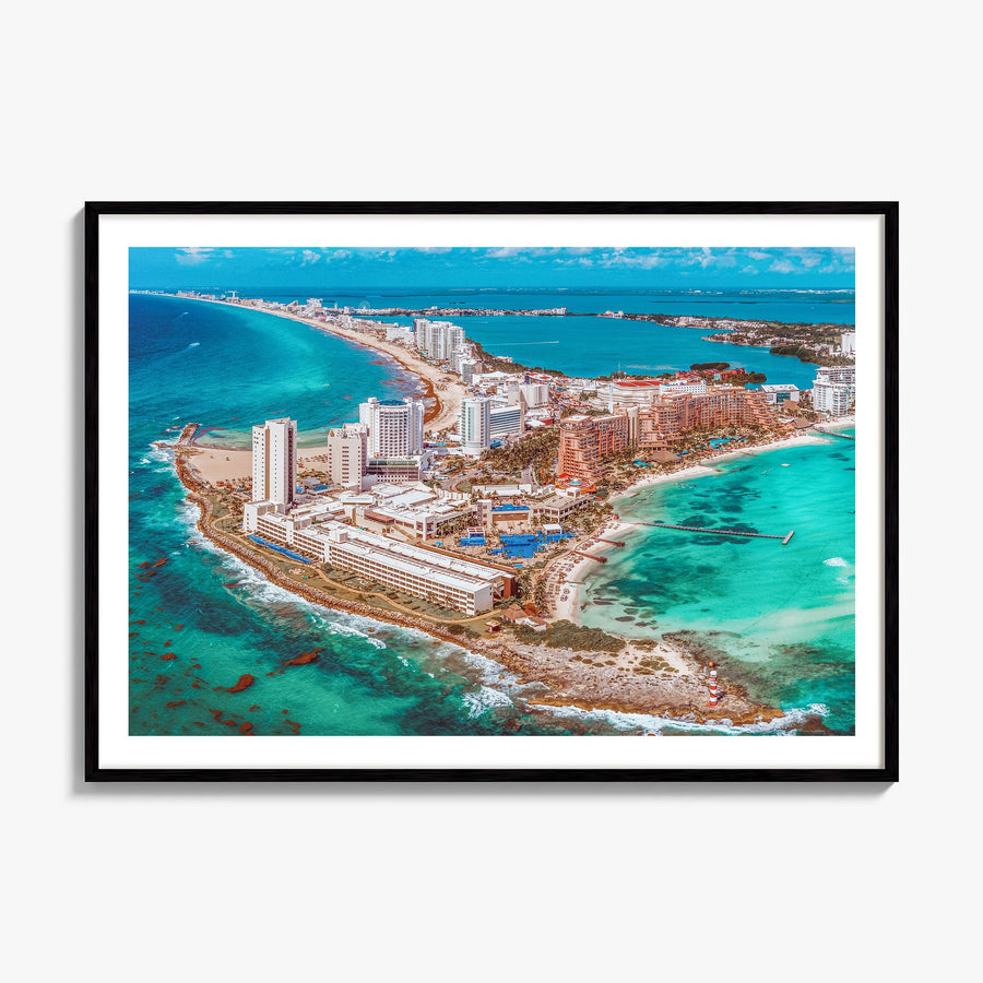 Cancún Photo Poster, framed poster mockup, white border