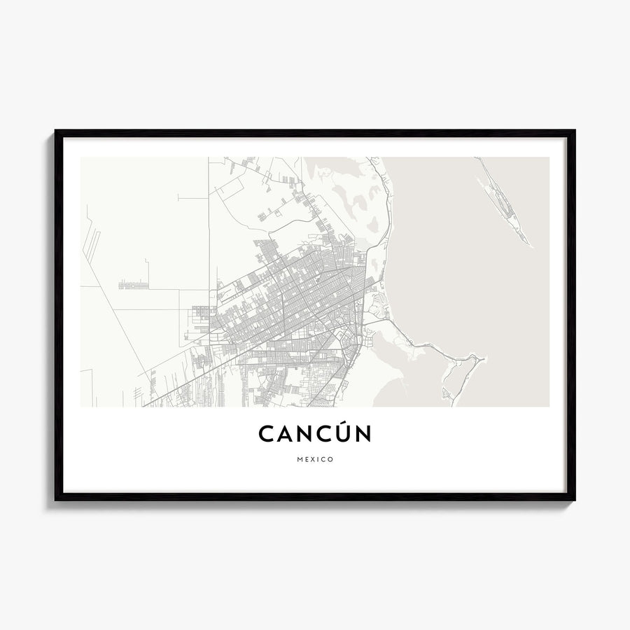 Cancún Map Poster, framed poster mockup
