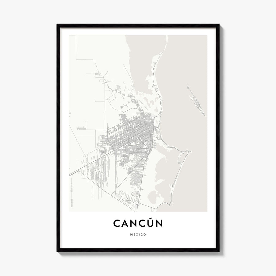 Cancún Map Poster, framed poster mockup