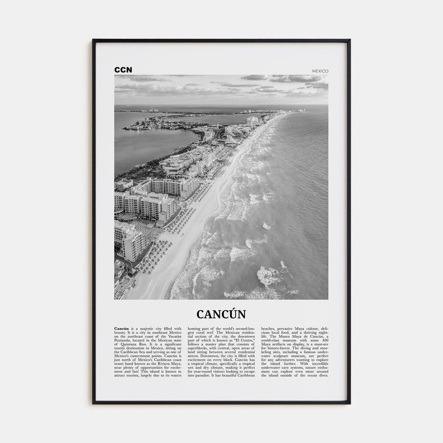 Cancún Poster None / 8x12 in Nbourhood Travel B&W Poster