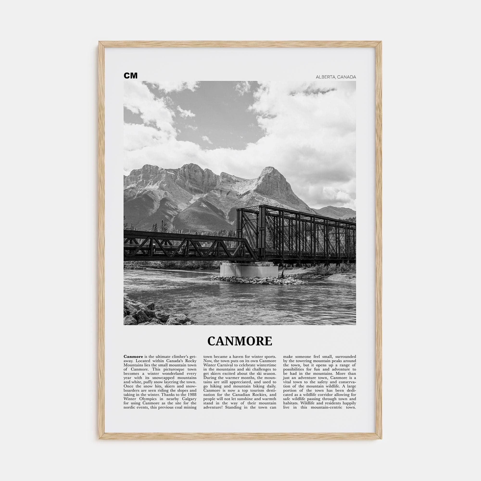 Canmore Poster Natural Wood / 8x12 in Nbourhood Travel B&W Poster