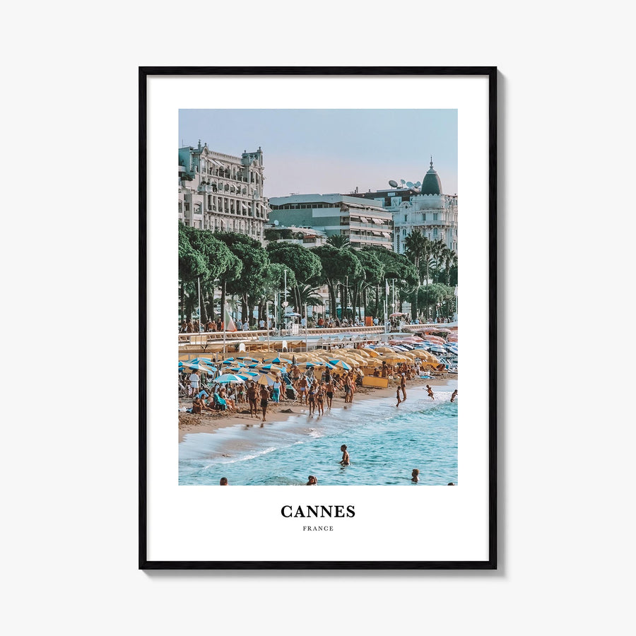 Cannes colorful classic poster of France – vertical wall art, unframed print shown in interior mockup