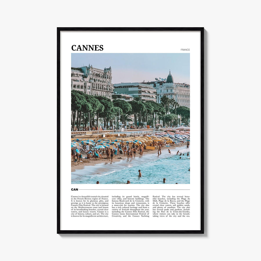 Cannes colorful travel poster of France – vertical wall art, unframed print shown in interior mockup