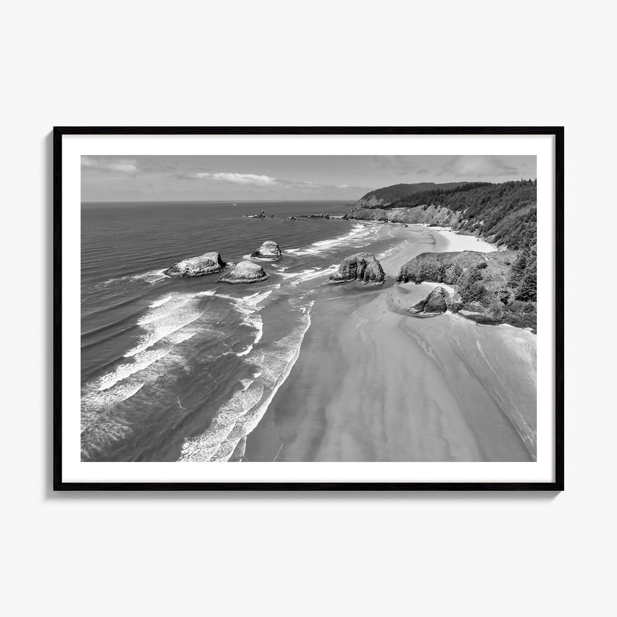 Cannon Beach Photo Poster, framed poster mockup, white border