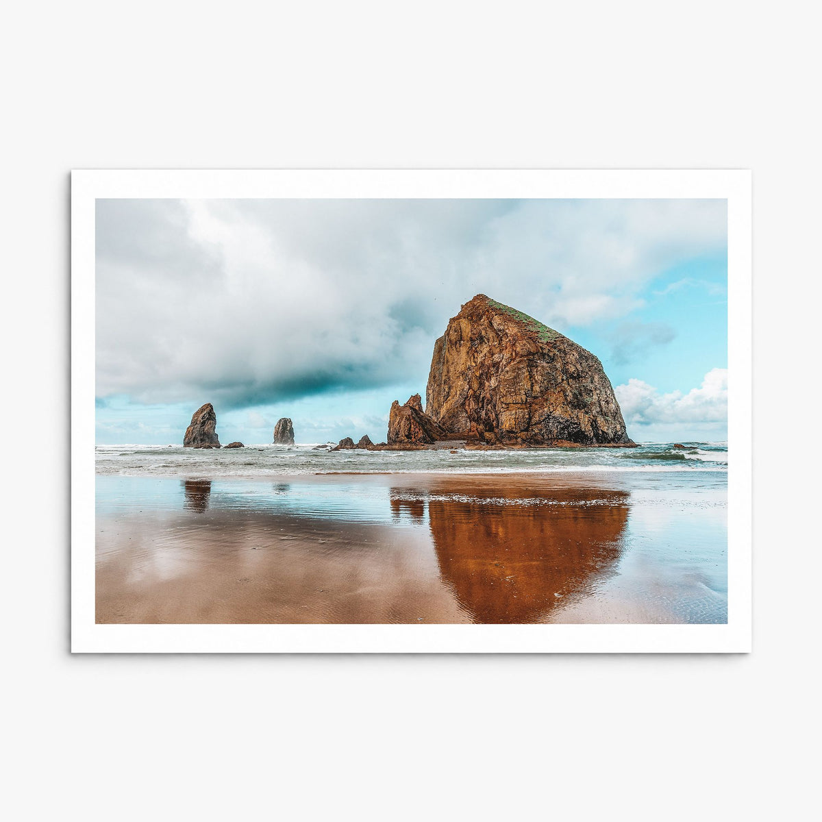 Cannon Beach Photo Poster, print only (unframed), white border