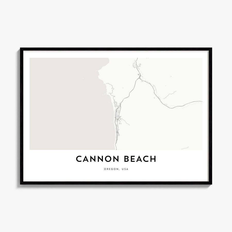 Cannon Beach Map Poster, framed poster mockup
