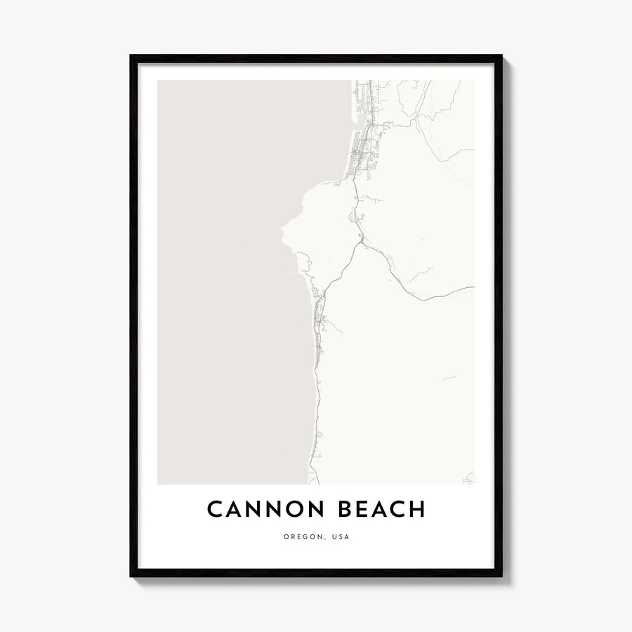 Cannon Beach Map Poster, framed poster mockup